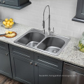 Aquacubic 33" drop in top mount stainless steel double bowl Bar and RV Stainless Steel Sink